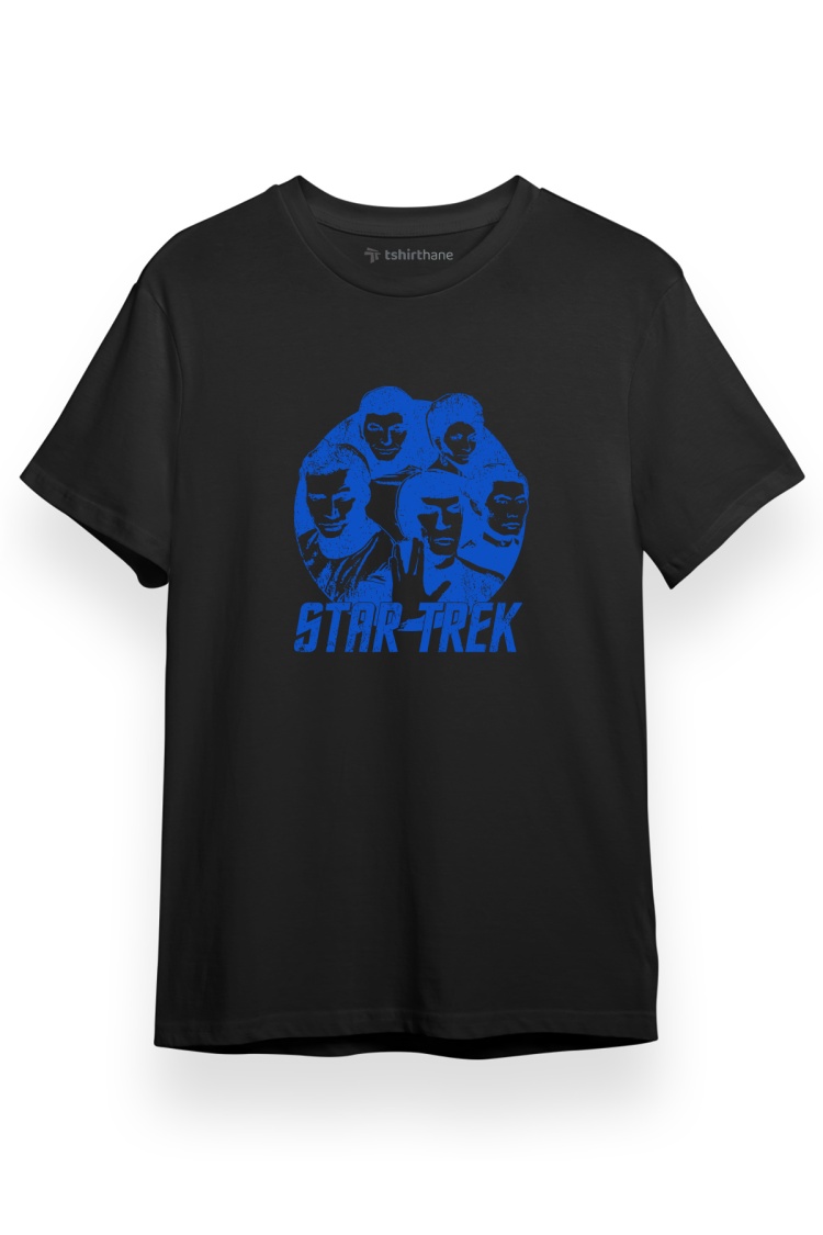 Star Trek Portre Siyah Kısa kol Erkek Tshirt