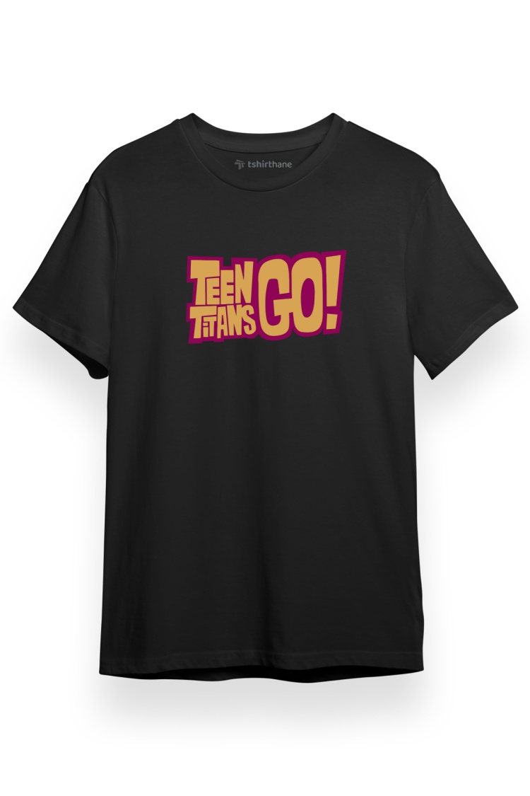 Teen Titans Go Yazı Siyah Kısa kol Erkek Tshirt