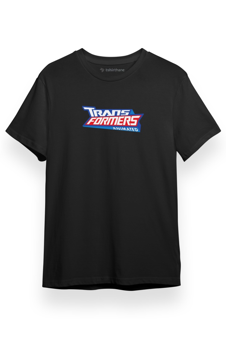 Transformers Animated Logo Siyah Kısa kol Erkek Tshirt