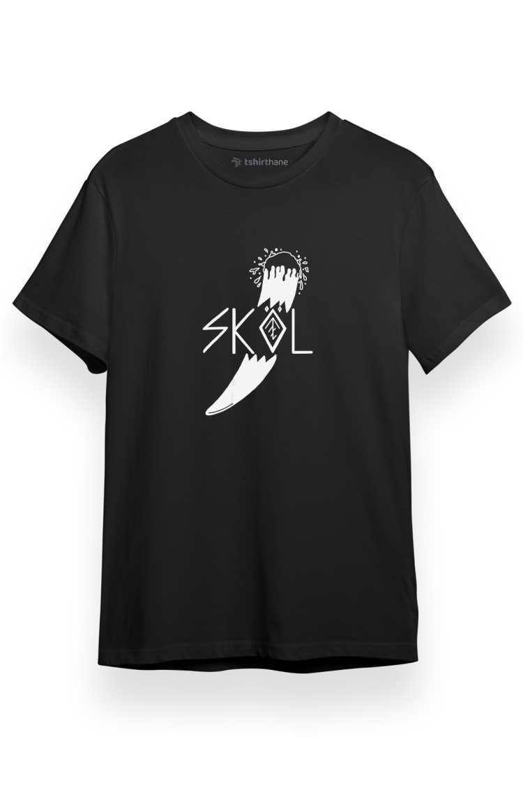 Viking Skol Siyah Kısa kol Erkek Tshirt