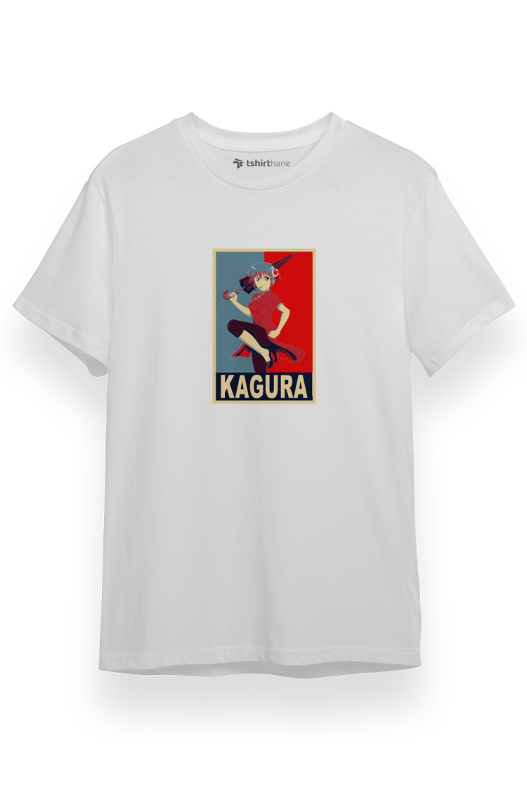 Gintama Anime Kagura Poster Beyaz Kısa kol Erkek Tshirt