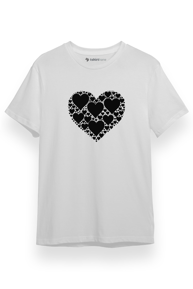 Hearts Love Icon Beyaz Kısa kol Erkek Tshirt