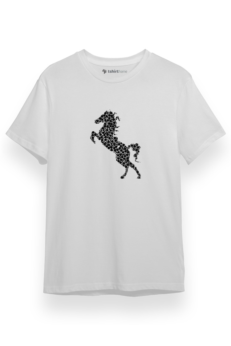 Horse Minimal Icon Beyaz Kısa kol Erkek Tshirt