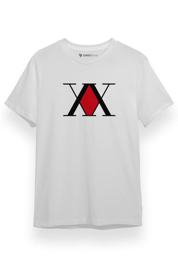 Hunter x Hunter Anime Logo Beyaz Kısa kol Erkek Tshirt