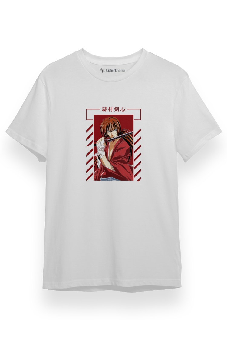 Rurouni Kenshin Killer Poster Beyaz Kısa kol Erkek Tshirt