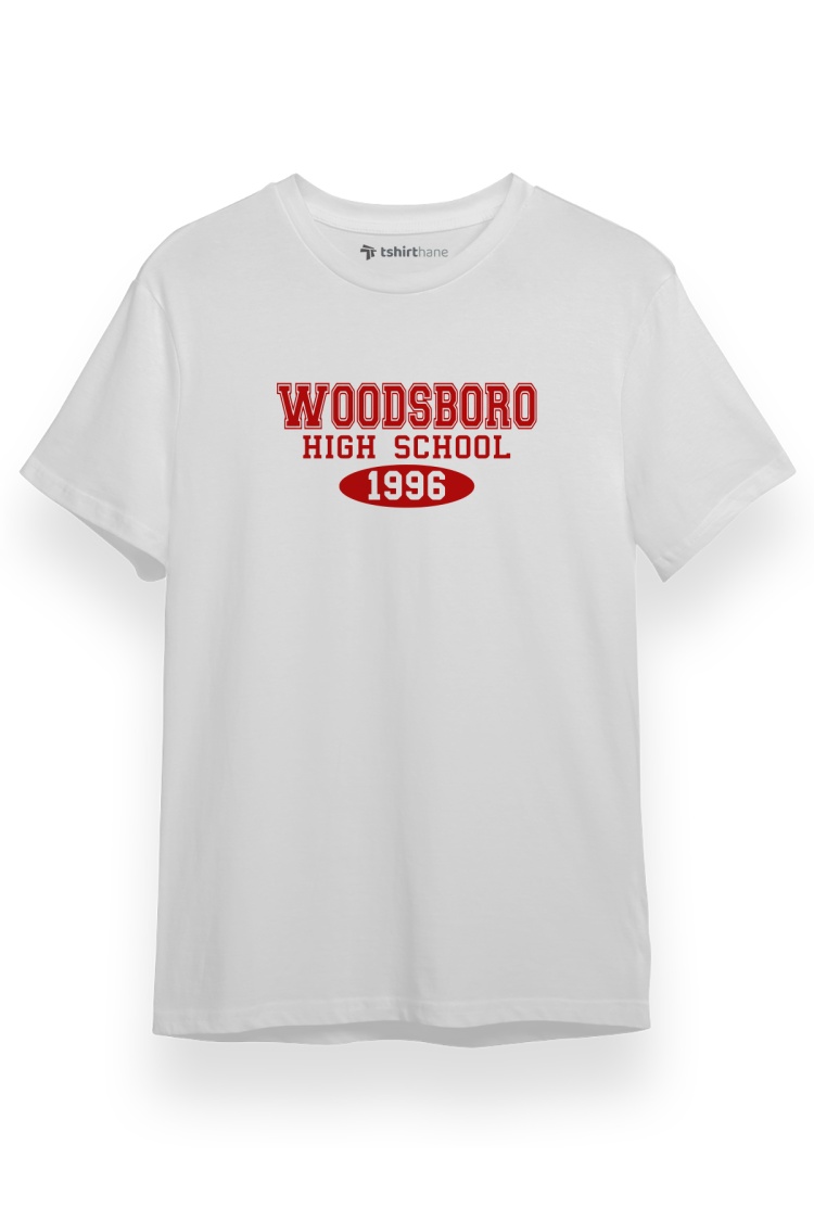 Scream Woodsboro High School 1996 Beyaz Kısa kol Erkek Tshirt