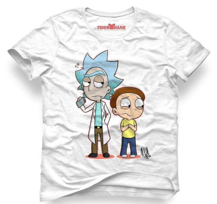 Tshirthane Rick and Morty  smile chibi Tişört Erkek Tshirt