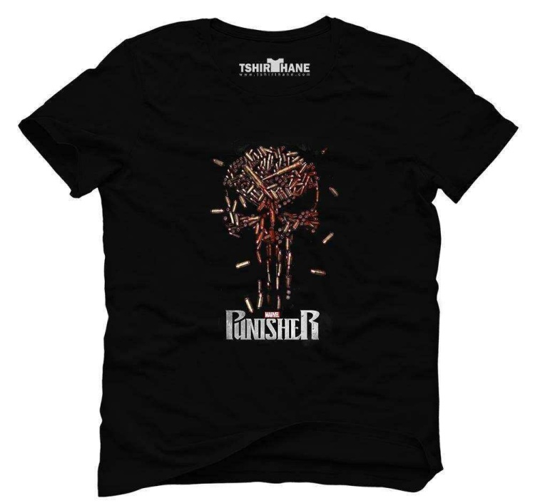 Tshirthane The Punisher Mermi Bullet Kurşun Tişört Erkek Tshirt