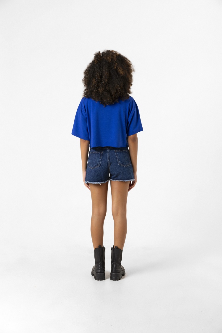 Basic Saks Mavi Oversize Crop Tshirt