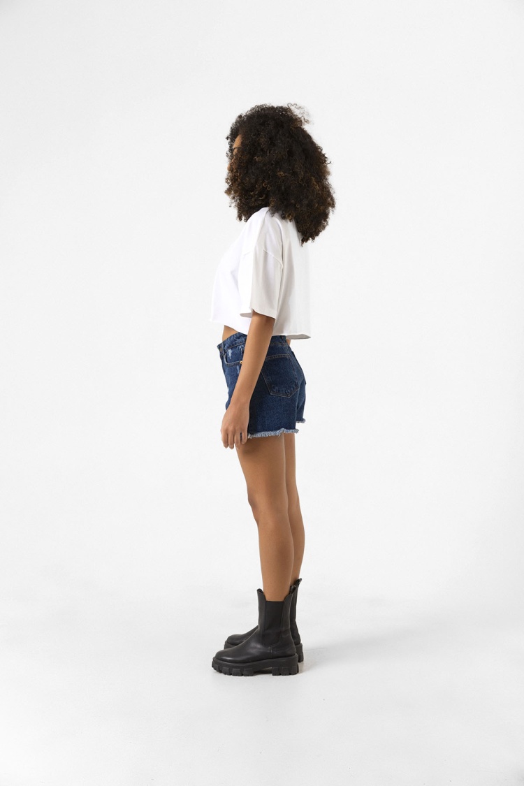 Basic Beyaz Oversize Crop Tshirt