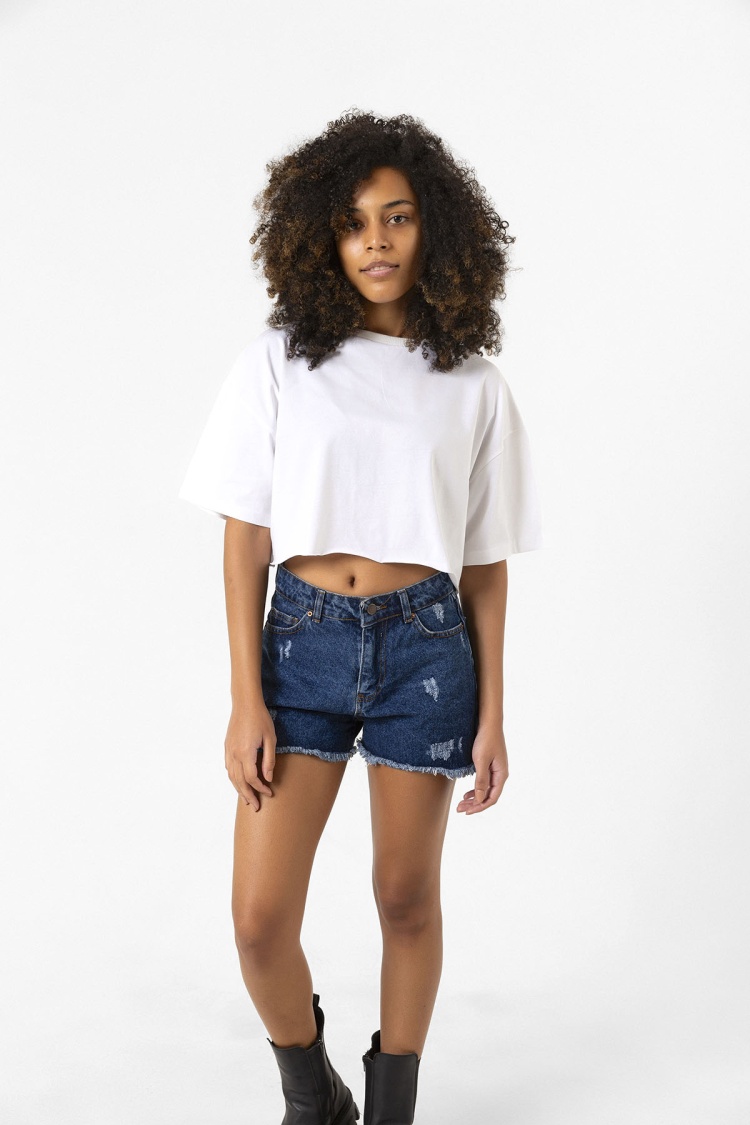 Basic Beyaz Oversize Crop Tshirt