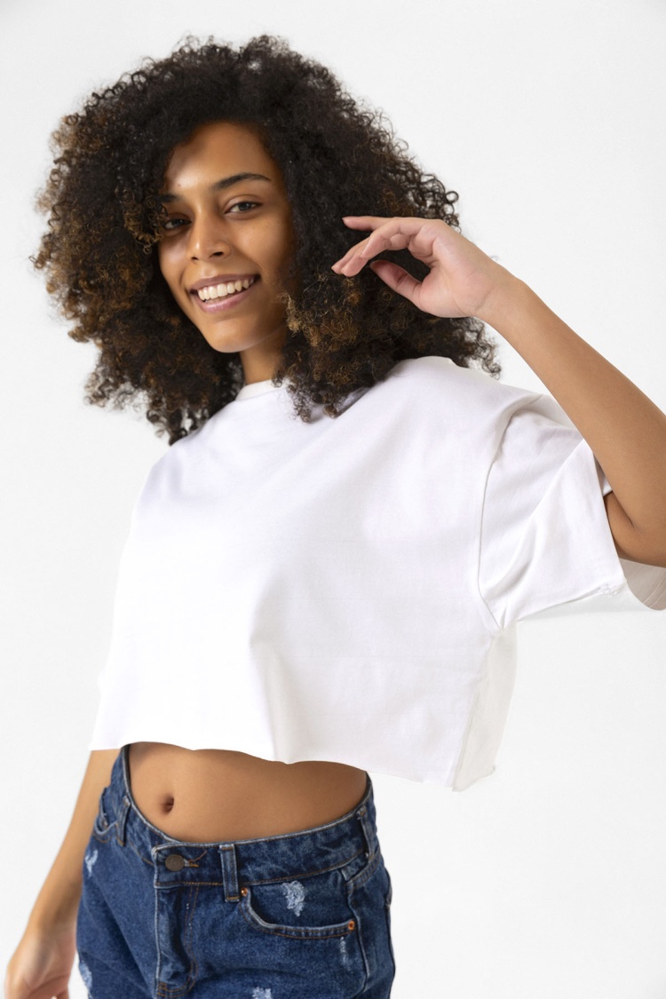 Basic Beyaz Oversize Crop Tshirt