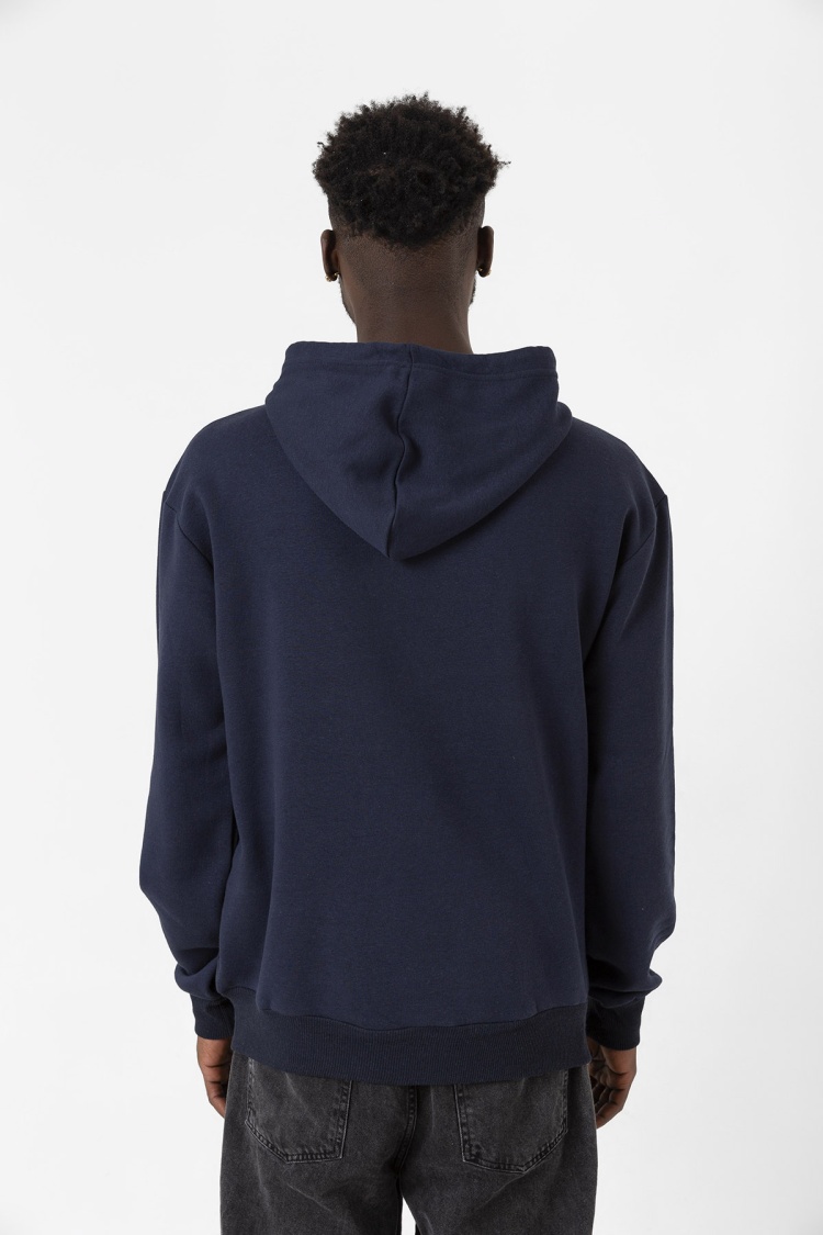 Lacivert Basic Oversize Erkek Kapüşonlu Hoodie 3 iplik Sweatshirt