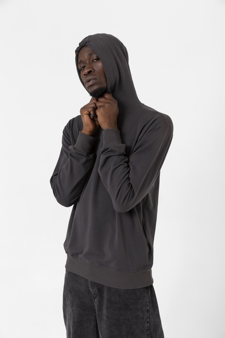 Füme Basic Oversize Erkek Kapüşonlu Hoodie 3 iplik Sweatshirt