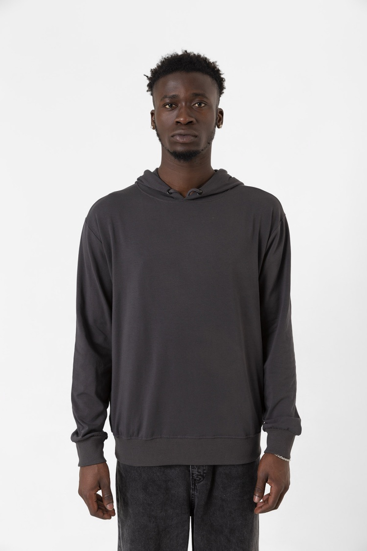 Füme Basic Oversize Erkek Kapüşonlu Hoodie 3 iplik Sweatshirt