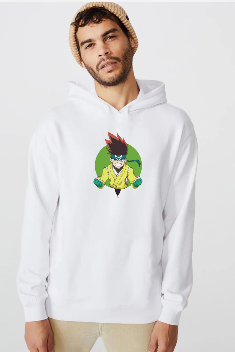 Beyblade Arman Kusaba Beyaz Erkek 3ip Kapşonlu  Sweatshirt