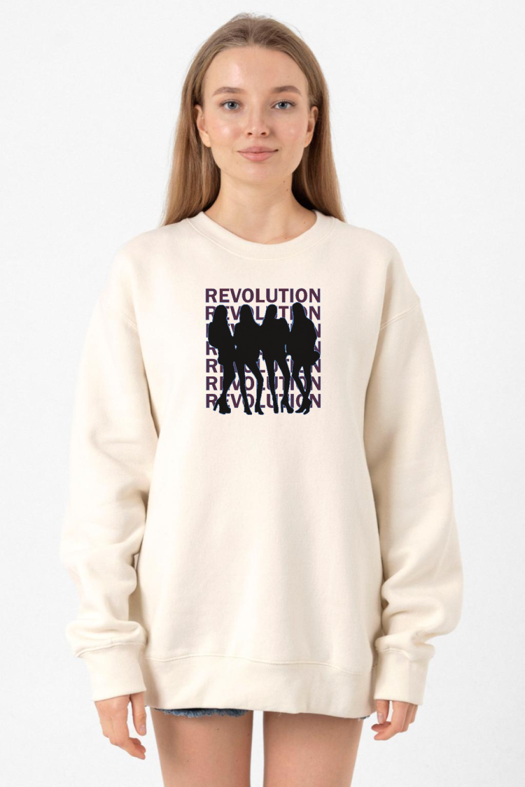 Blackpink Revolution Ekru Kadın 2ip Sweatshirt