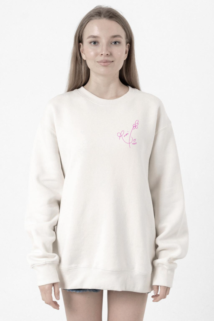 Blackpink Rose Signature Beyaz Kadın 2ip Sweatshirt