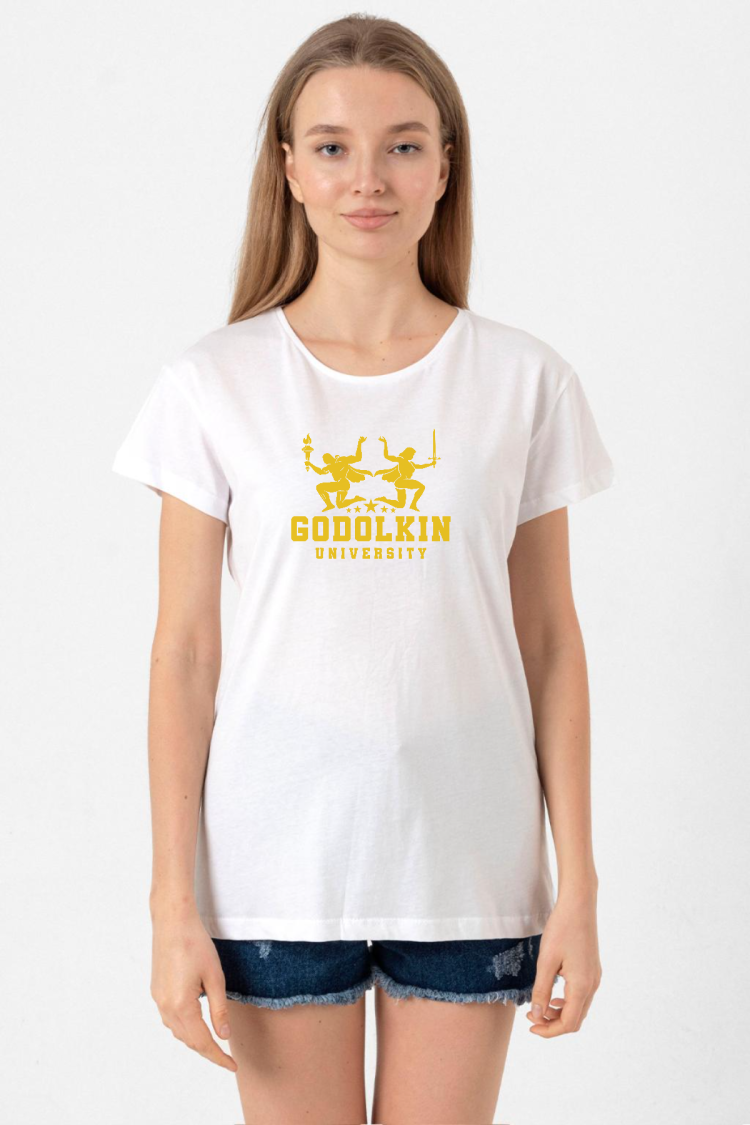 Gen V Godolkin University Logo Beyaz Kadın Bisikletyaka Tshirt