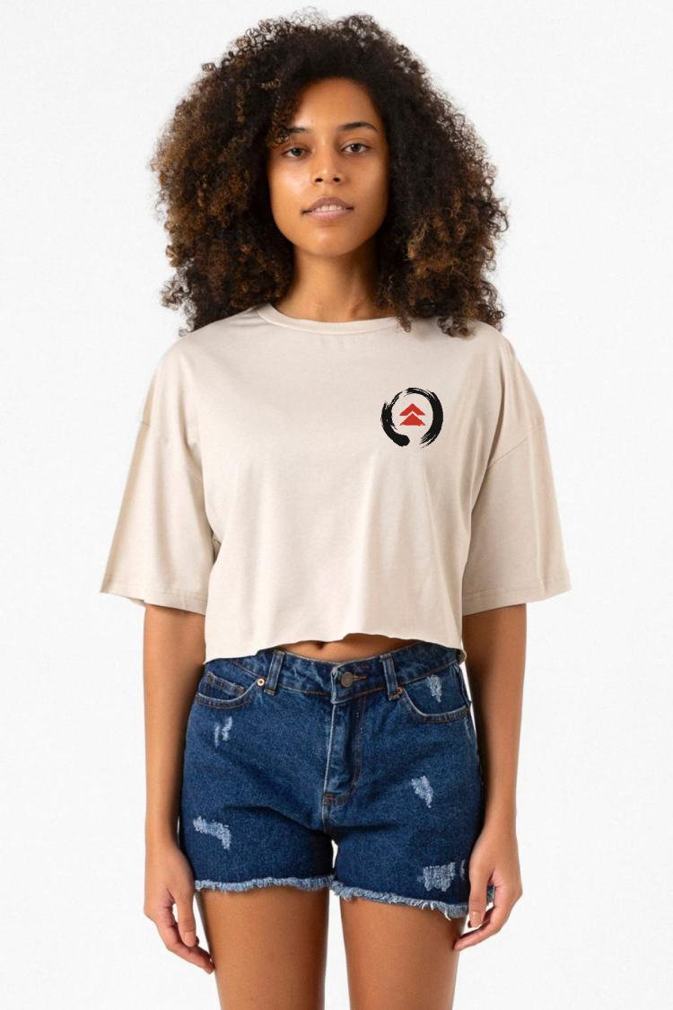 Ghost Of Tsushima Logo Bej Kadın Crop Tshirt