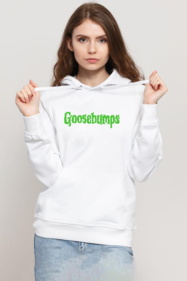 Goosebumps Lettern Beyaz Kadın 3ip Kapşonlu Sweatshirt