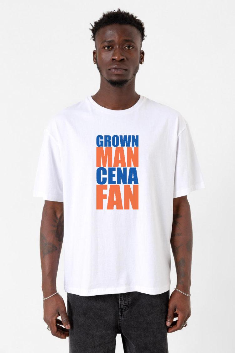 Wwe Grown Man Cena Fan Beyaz Erkek Oversize Tshirt