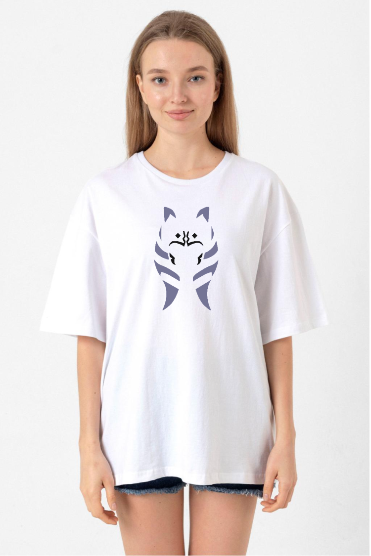 Ahsoka Tano Minimal Beyaz Kadın Oversize Tshirt