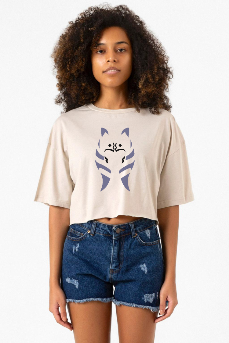 Ahsoka Tano Minimal Bej Kadın Crop Tshirt