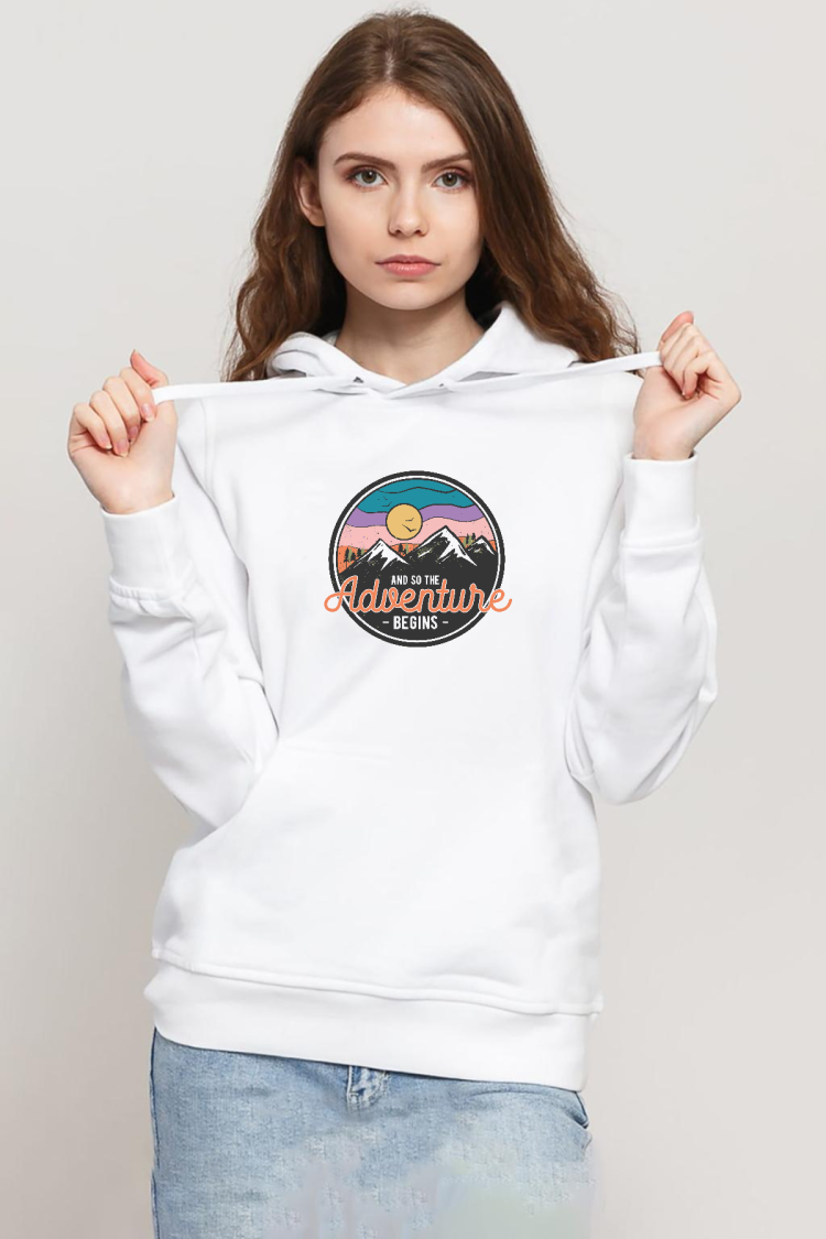 And So The Adventure Begins Beyaz Kadın 3ip Kapşonlu Sweatshirt