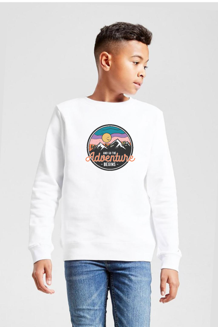 And So The Adventure Begins Beyaz Çocuk 2ip Sweatshirt