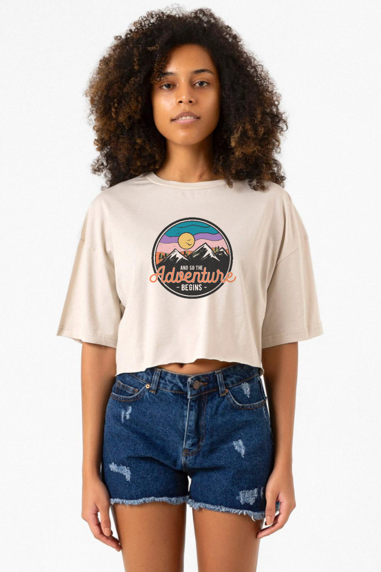 And So The Adventure Begins Bej Kadın Crop Tshirt