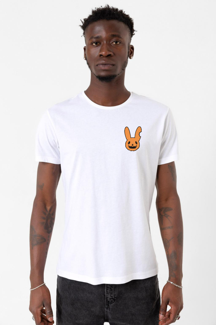 Bad Bunny Halloween Beyaz Erkek Bisikletyaka Tshirt