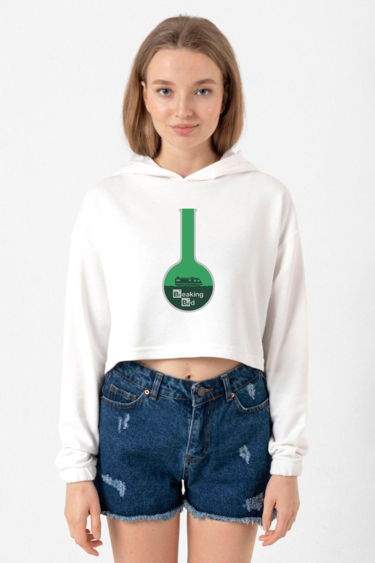 Breaking Bad Merch Ekru Kadın Crop Kapşonlu