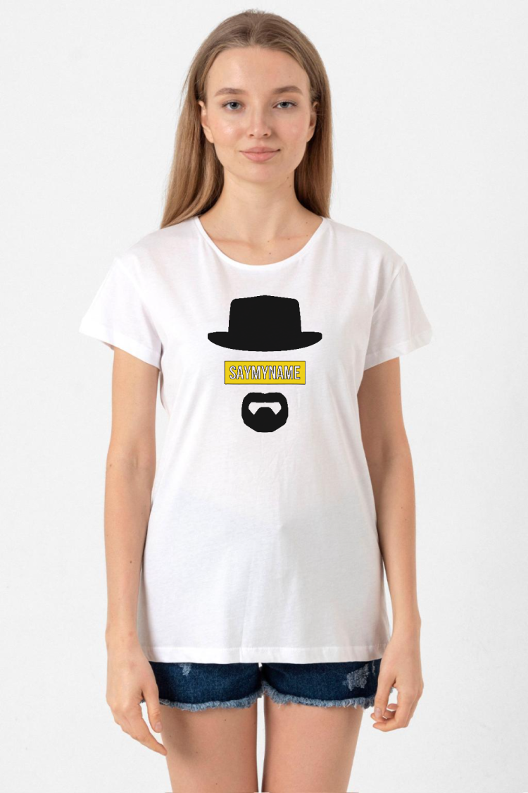 Breaking Bad Yellow Say My Name Head Beyaz Kadın Bisikletyaka Tshirt