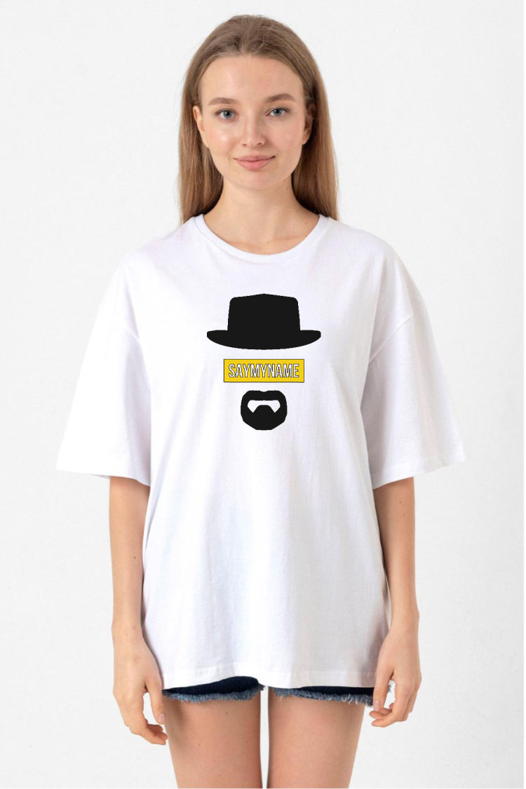 Breaking Bad Yellow Say My Name Head Beyaz Kadın Oversize Tshirt