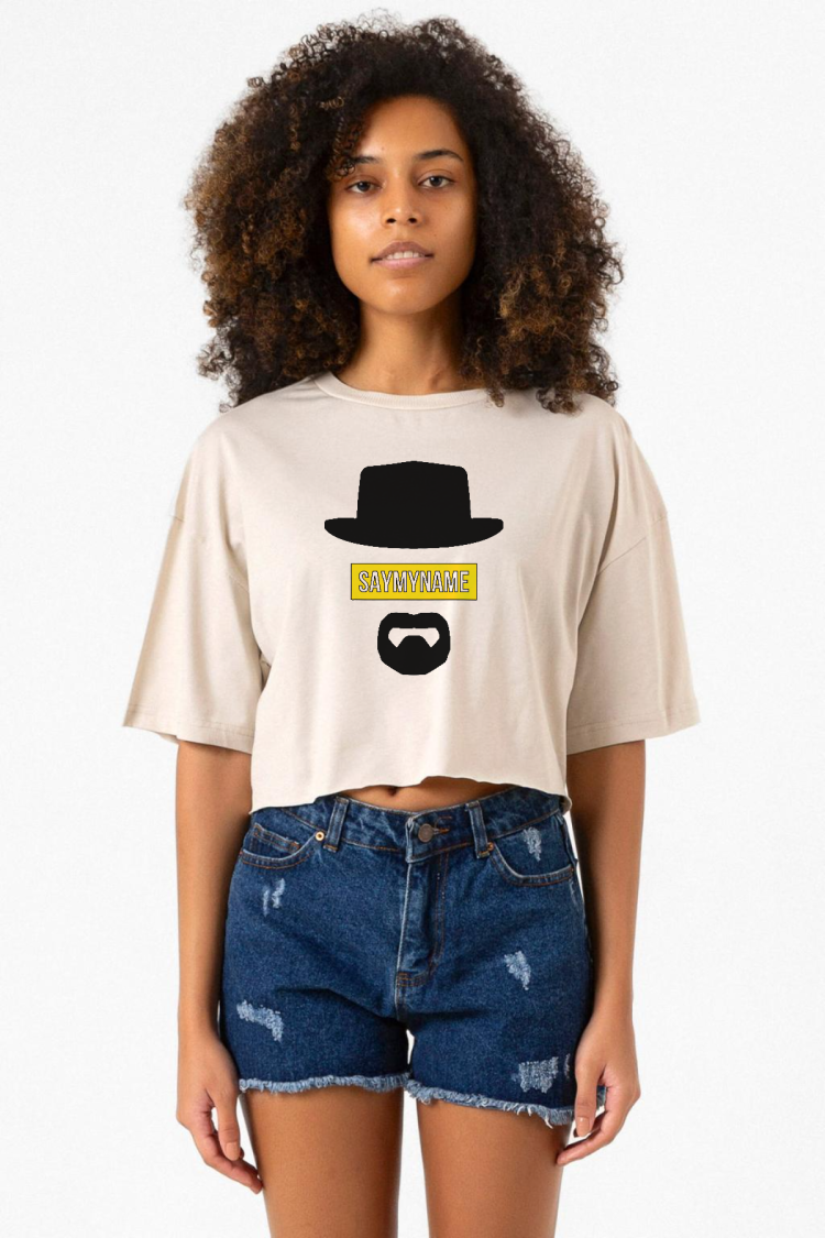 Breaking Bad Yellow Say My Name Head Bej Kadın Crop Tshirt