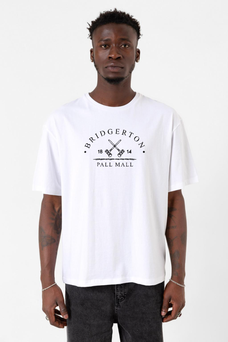 Bridgerton Pall Mall Logo Beyaz Erkek Oversize Tshirt