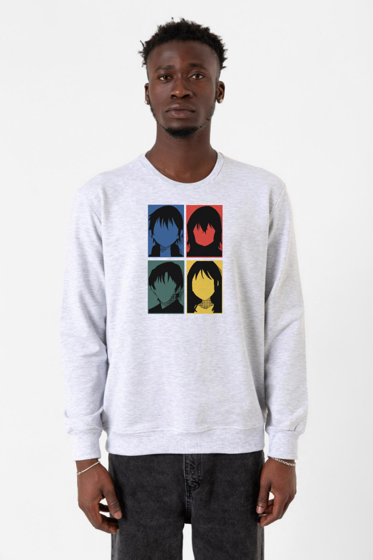 Erased Anime All Main Character Minimal Colorful Art Karmelanj Erkek 2ip Sweatshirt