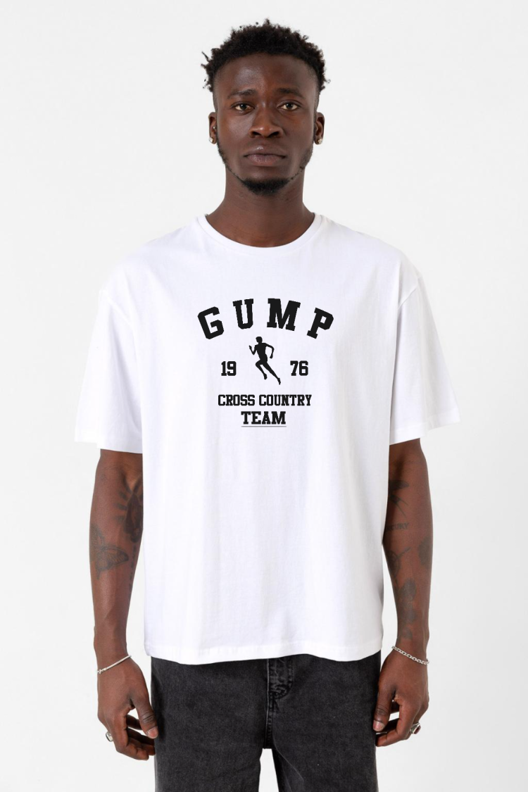 Forrest Gump Cross Country Team Beyaz Erkek Oversize Tshirt