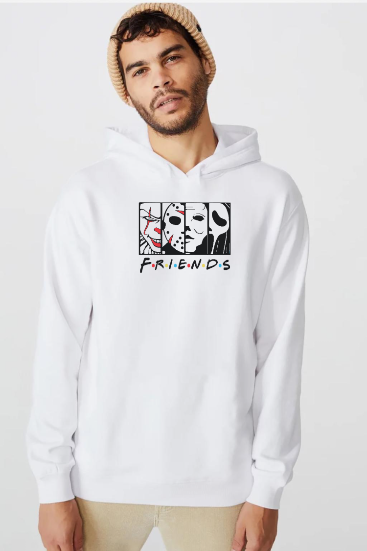 Horror Character Friends Beyaz Erkek 3ip Kapşonlu  Sweatshirt