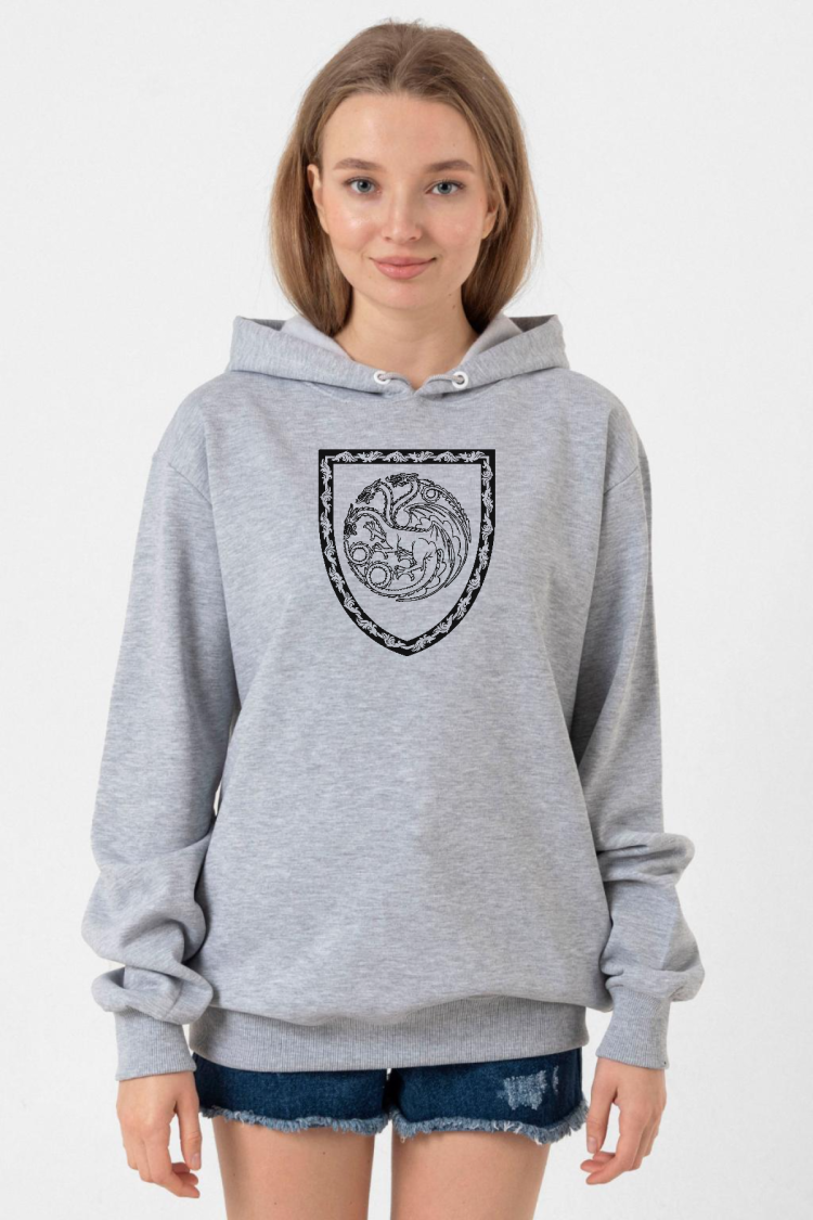 House Of The Dragon Targaryen Amblem Grimelanj Kadın 3ip Kapşonlu Sweatshirt