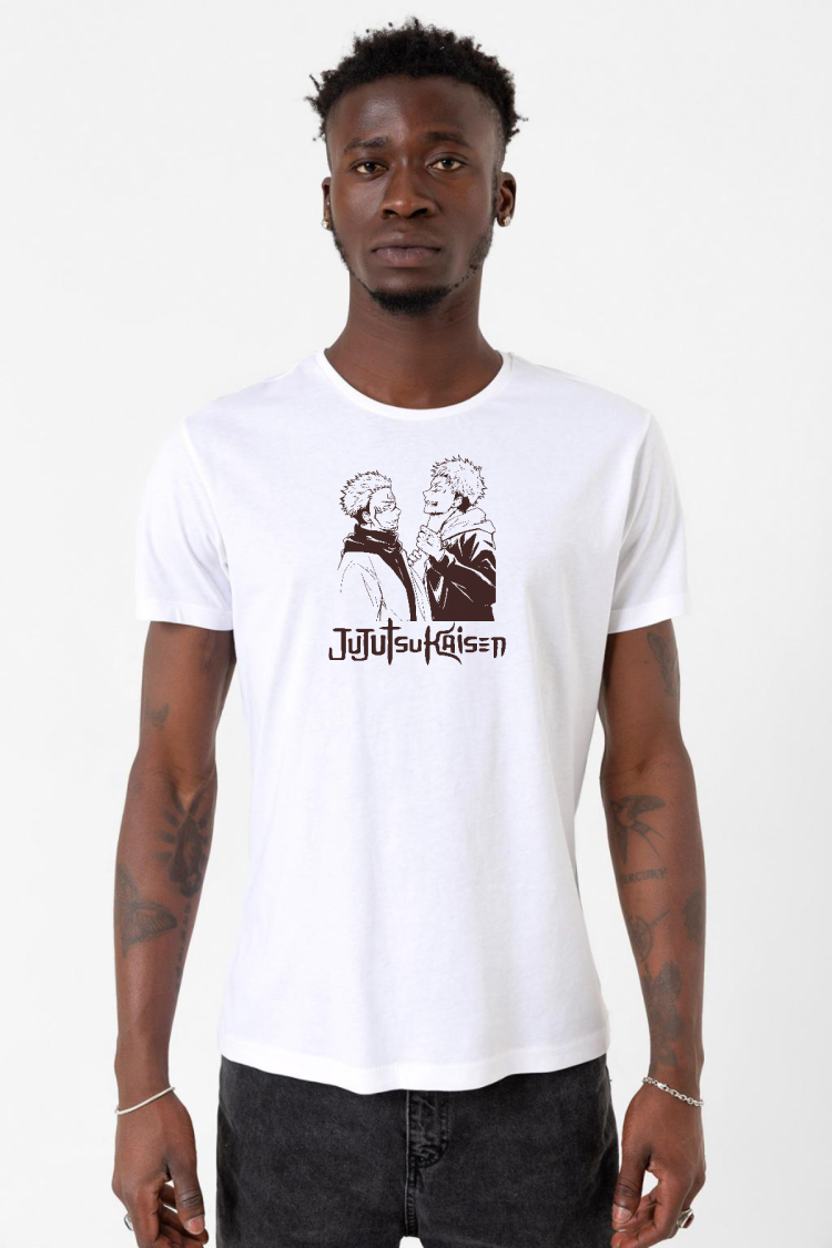 Jujutsu Kaisen Anime Long Beyaz Erkek Bisikletyaka Tshirt