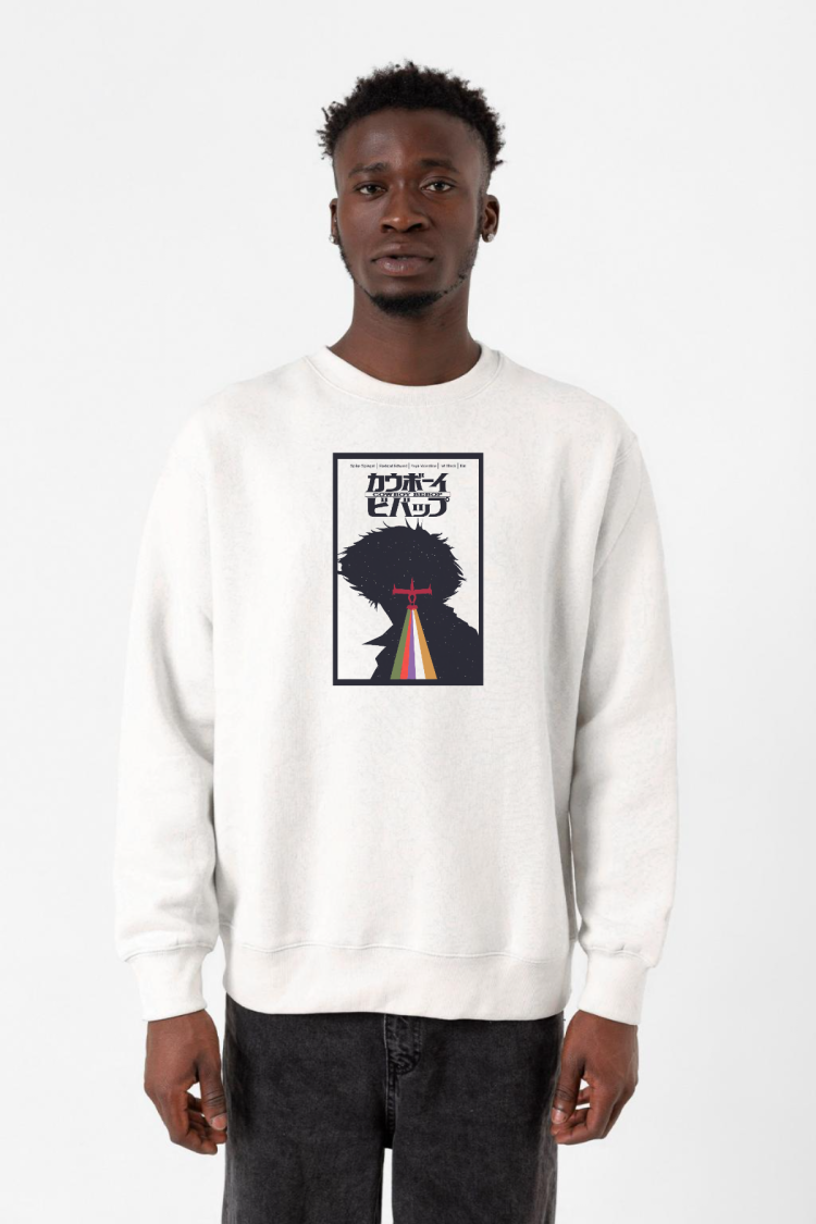 See You In Space Cowboys Minimalist Anime Poster Beyaz Erkek 2ip Sweatshirt