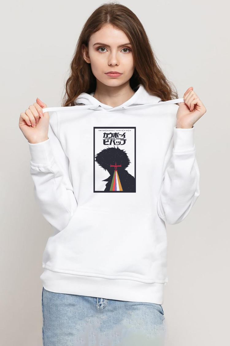 See You In Space Cowboys Minimalist Anime Poster Beyaz Kadın 3ip Kapşonlu Sweatshirt