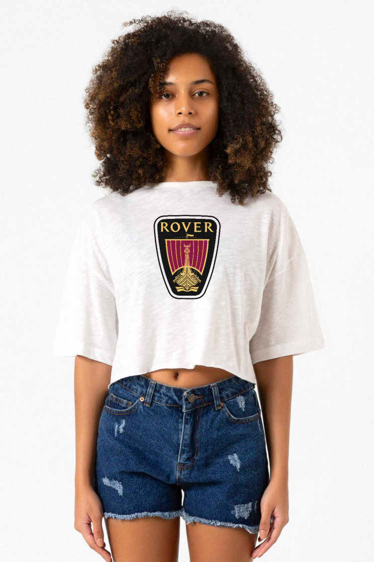 Vikings Rover Amblem Beyaz Kırçıllı Kadın Crop Tshirt