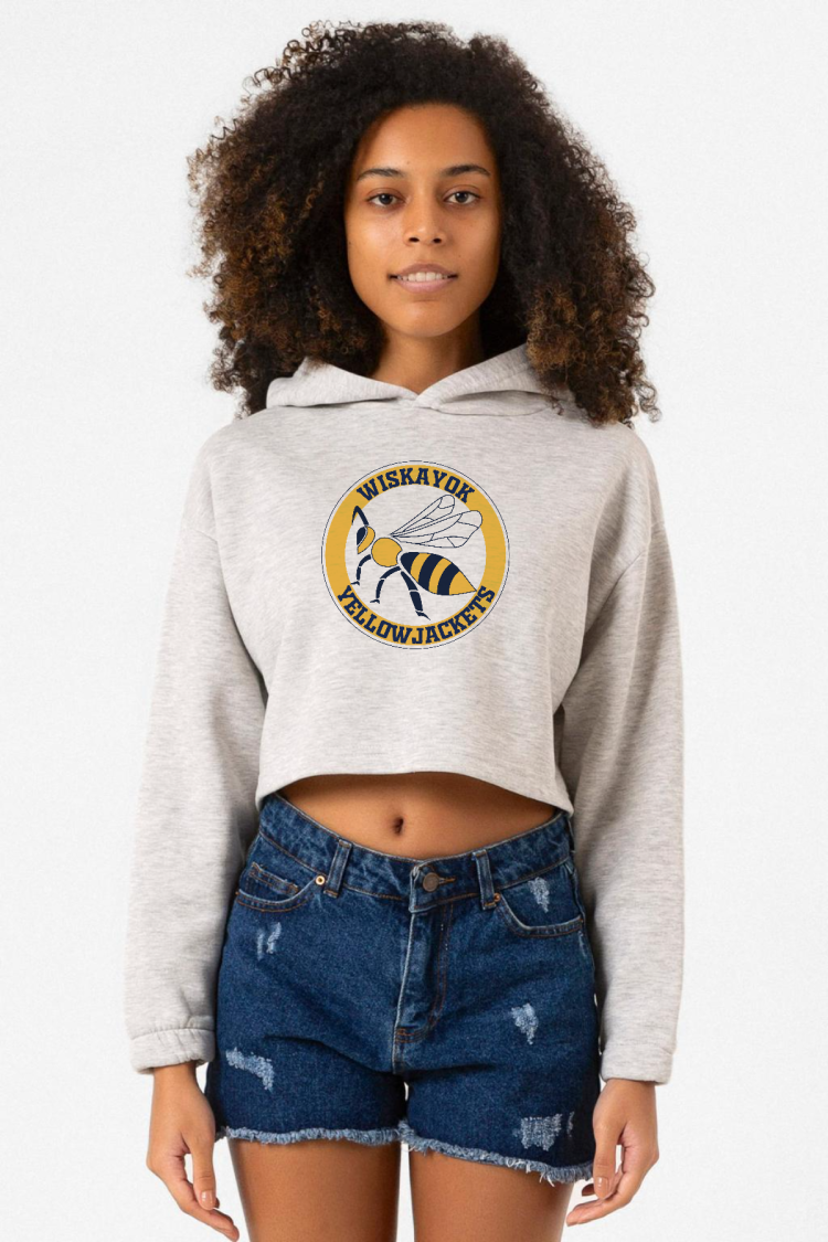 Wiskayok Yellowjackets Logo Grimelanj Kadın Crop Kapşonlu