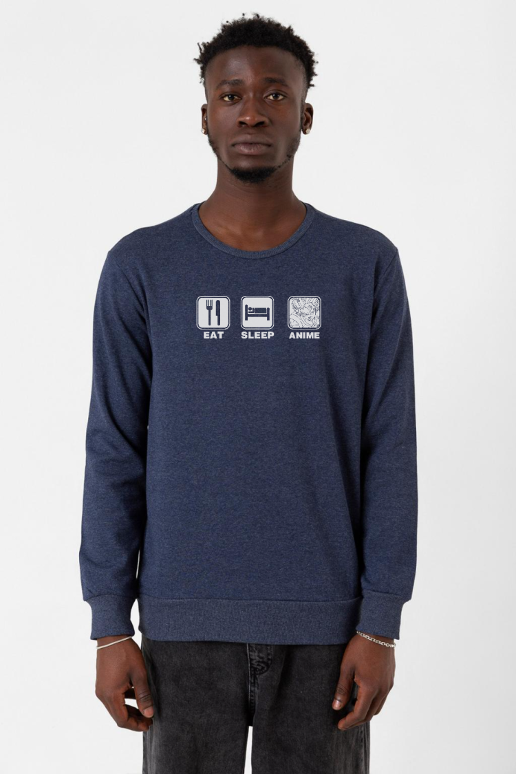 Eat Sleep Anime indigo Erkek 2ip Sweatshirt