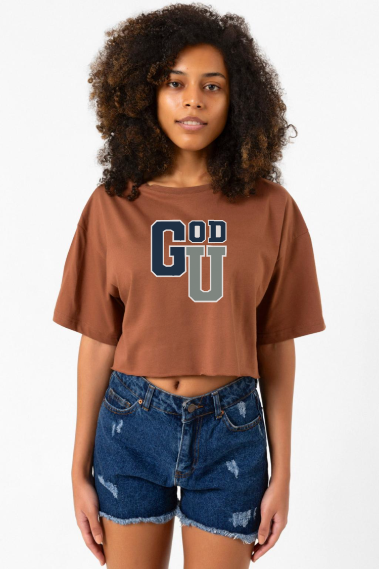 Gen V Godolkin University Abbreviation Kahverengi Kadın Crop Tshirt