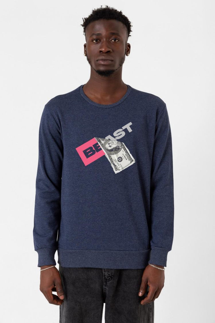 Mr Beast Dollar Bill indigo Erkek 2ip Sweatshirt