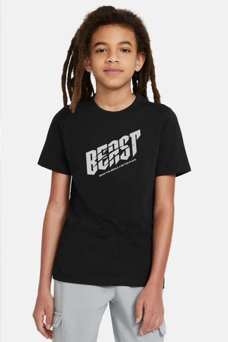 Mr Beast Make The World Siyah Çocuk Tshirt